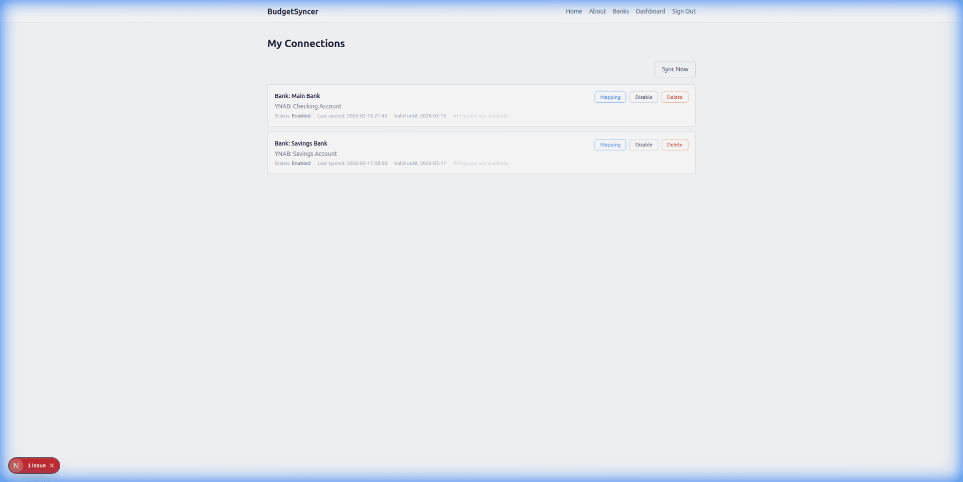 Sync status